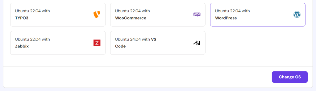 Ubuntu with WordPress operating system template in hPanel