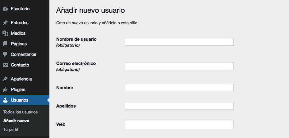 Agregar un nuevo usuario.