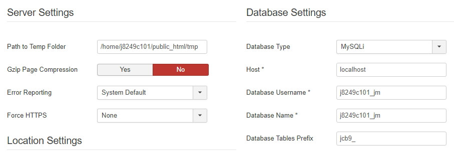 Tu configuraci&oacute;n de la base de datos Joomla.