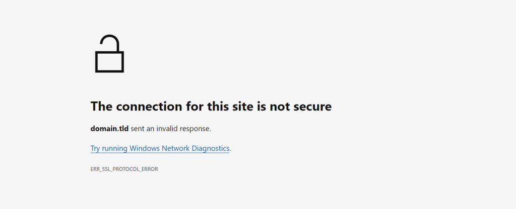 Visualización del error en Microsoft Edge