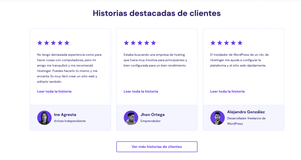 Historias destacadas de clientes en Hostinger
