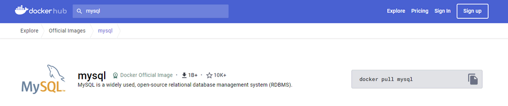 Imagen oficial Docker basada en MySQL