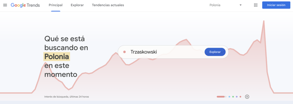 Sitio web de Google Trends