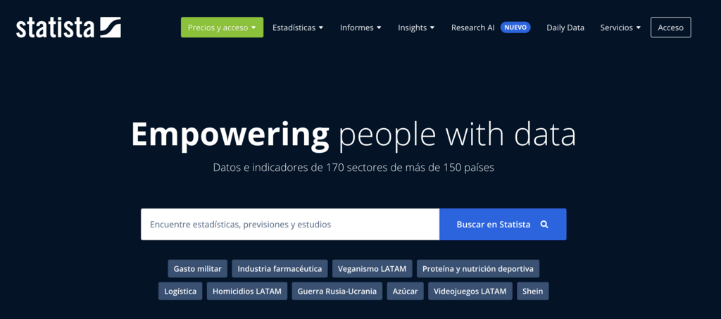 Sitio web de Statista