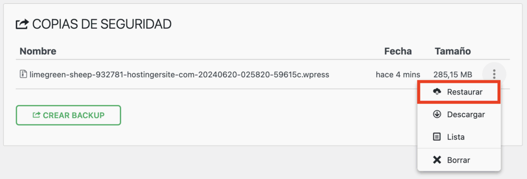 Copias de seguridad de All-in-One WP Migration