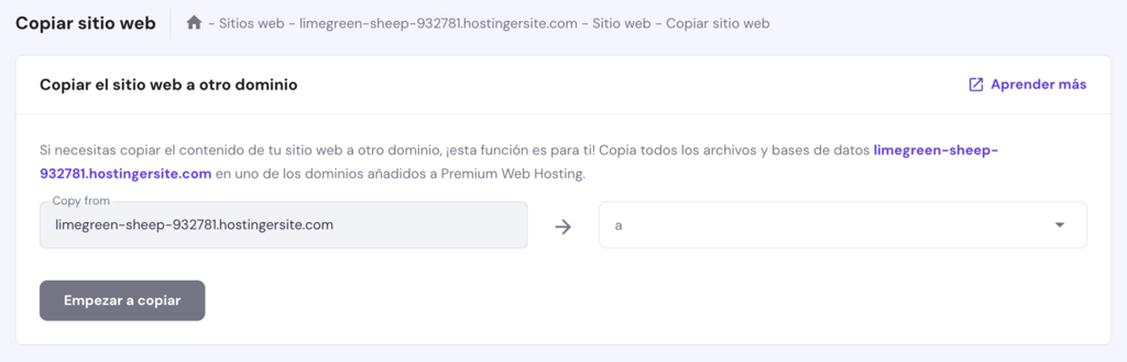 Copiar sitio web desde hPanel