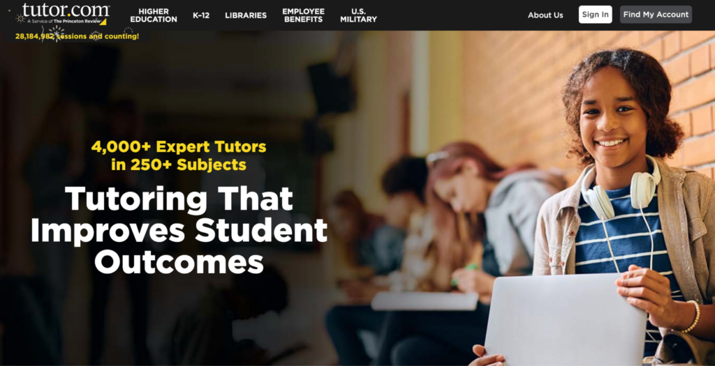 Tutor.com landing page