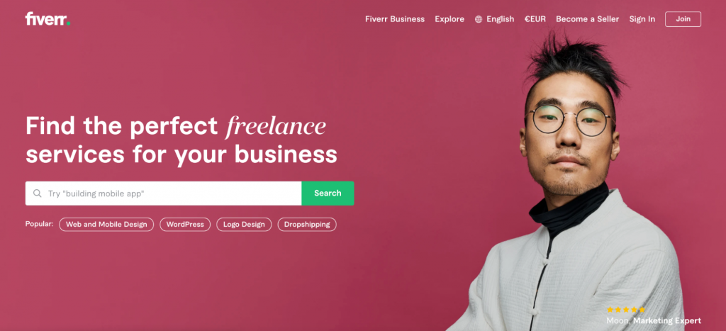 Fiverr's digital marketing landing page