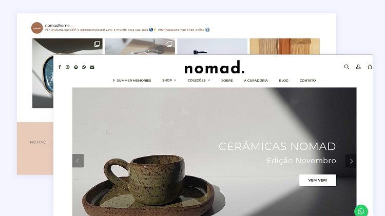 Nomad Home's website, showcasing its product pages