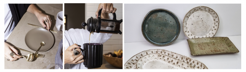 Some of Nomad Home's products: ceramic collections and products for coffee-lovers