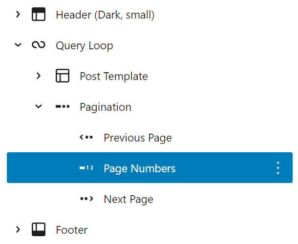 Expanded list view to see the active block.