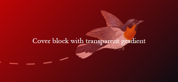 Using a cover block with a transparent gradient overlay in WordPress 5.9.3.