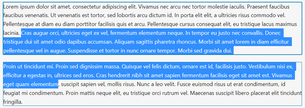 Selección de texto en varios bloques en el editor de sitios de WordPress 6.0.