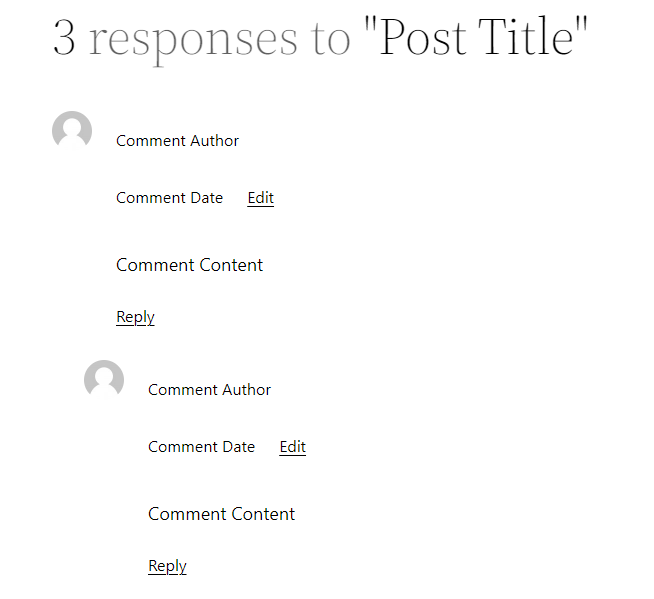 Comments query loop block on the site editor.