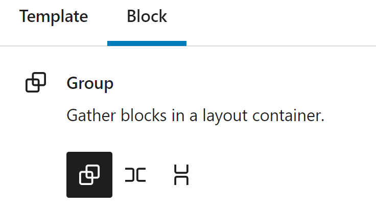 Transformador de diseño para bloques de contenedores en el panel de configuración de bloques.