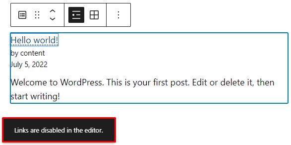 Bloque de publicaciones más recientes de WordPress resaltando la ventana emergente que aparece cuando los usuarios hacen clic en el enlace.