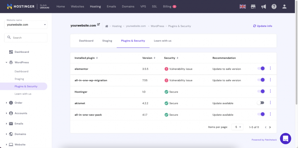 vista previa de hpanel de seguridad