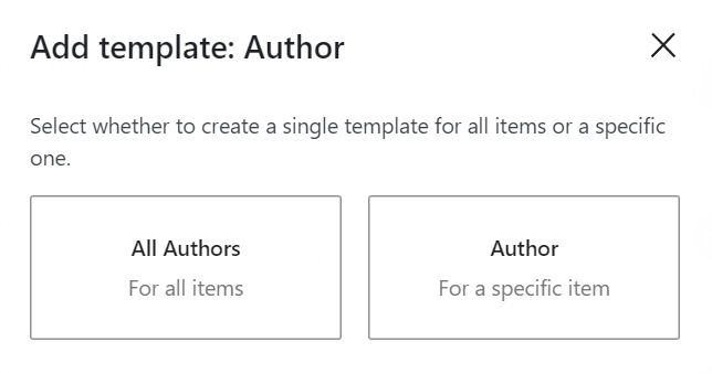 A pop-up asking the user to select whether to apply the new template for all items or a specific one