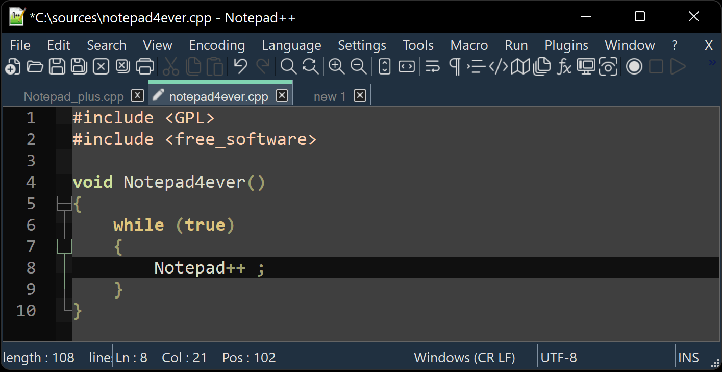 Notepad++ text editor