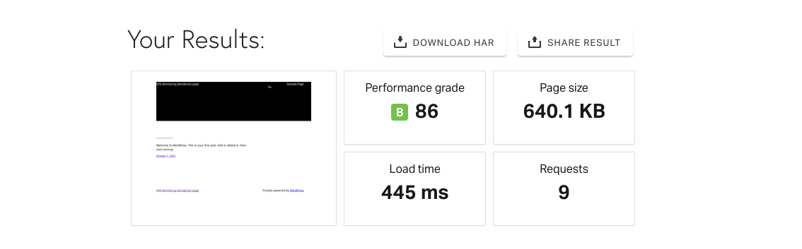 GTMetrix results showing the performance of a Brazil-based website on the new Hostinger Brazilian VPS data center