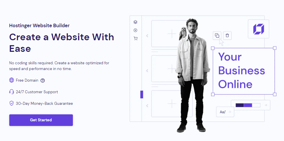 The Landing page of Hostinger Website Builder