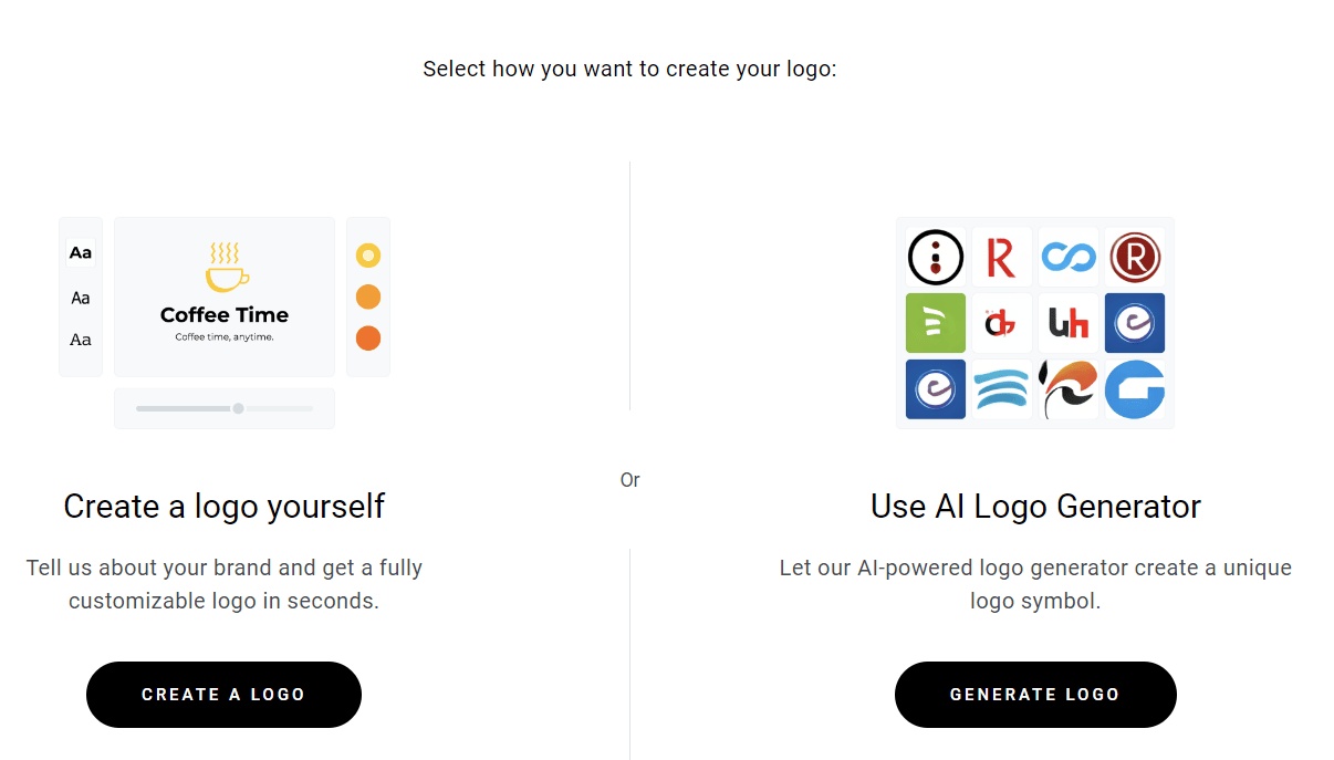 The Landing page of Hostinger's AI Logo Maker