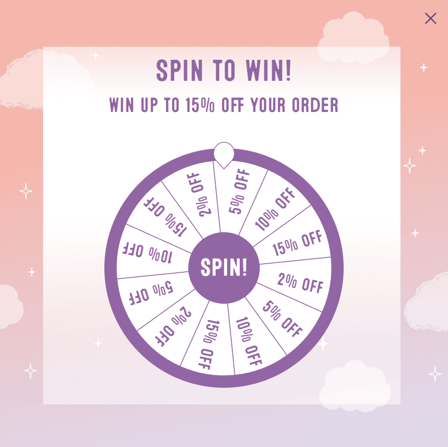ColourPop's spin-to-win pop-up campaign