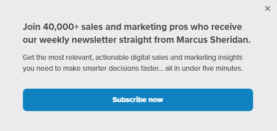 IMPACT's newsletter subscription pop-up campaign
