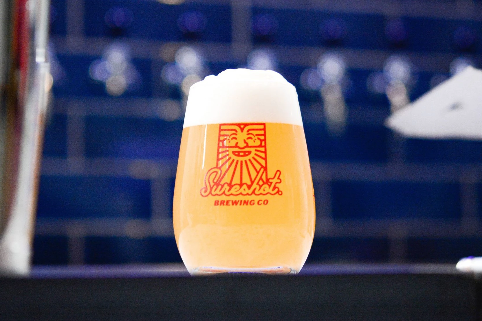 Sureshot Brewing's taproom glass