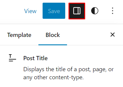 The block settings button on the block editor