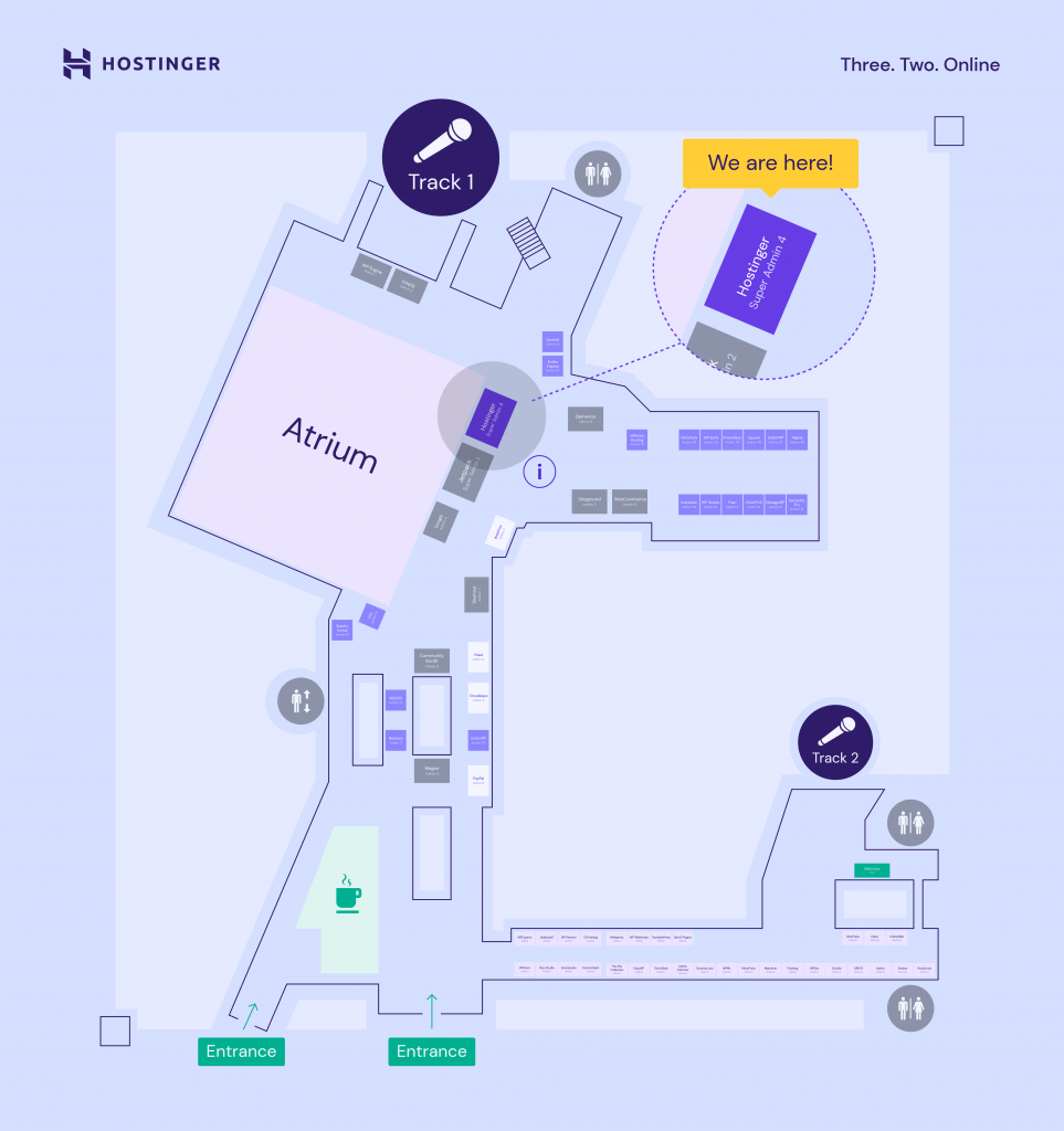 map of Hostinger's booth location in WordCamp Europe 2023