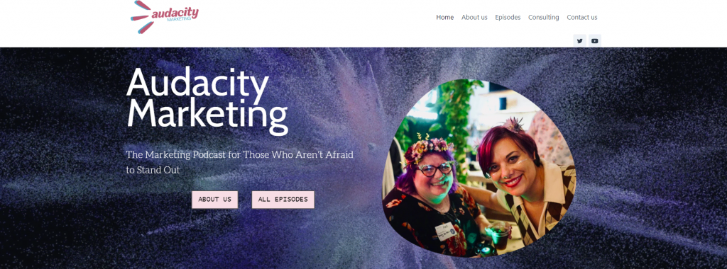 homepage of Audacity Marketing's website