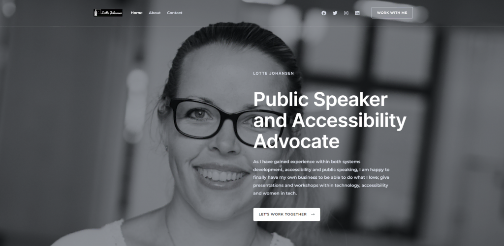 homepage of Lotte Johansen's website