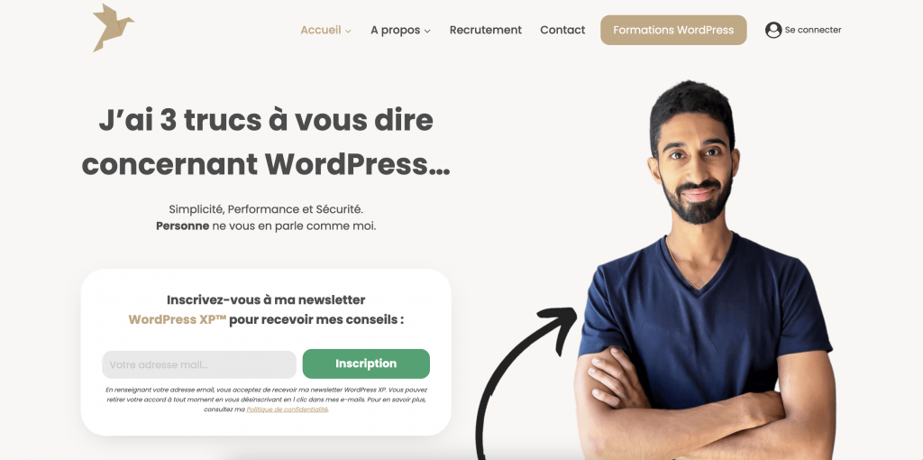 Page d'accueil du site de WP Origami qui propose des cours sur WordPress