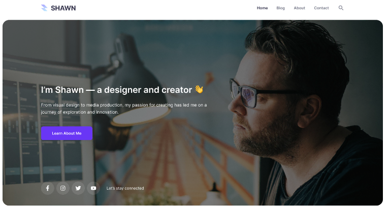 Hostinger blog theme with hero image layout