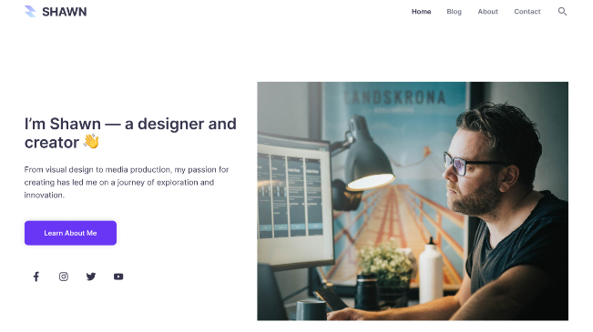 Hostinger blog theme with symmetrical layout