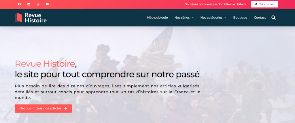 la página de inicio del sitio web de Revue Histoire