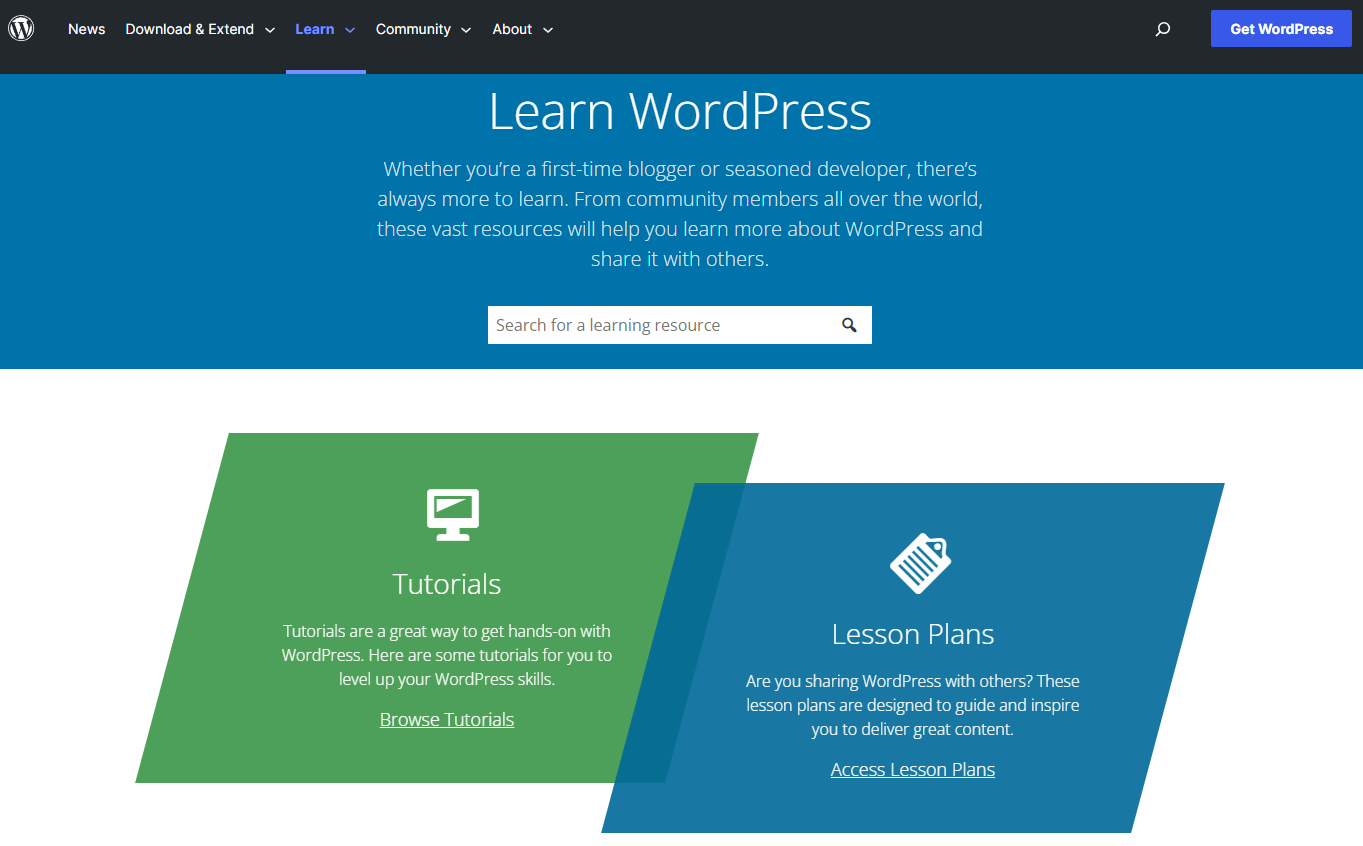 The Learn WordPress website