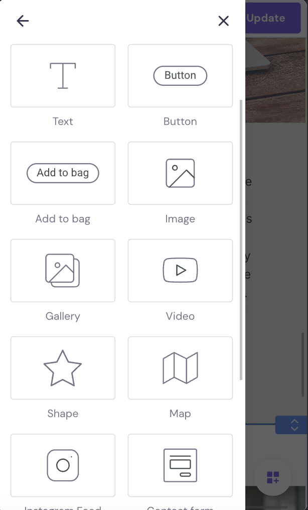 Hostinger Website Builder Mobile Editor Add New Elements feature.