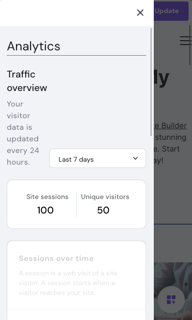 Hostinger Website Builder Mobile Editor Analytics feature.