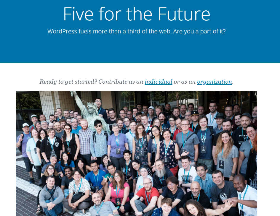 WordPress Five for the Future page