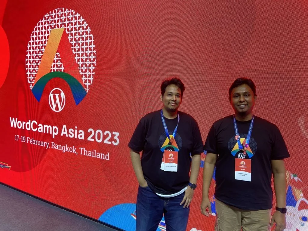 Ahmed Kabir Chaion (right), with his younger brother Mainul Kabir Aion as WordCamp Asia 2023 organizers