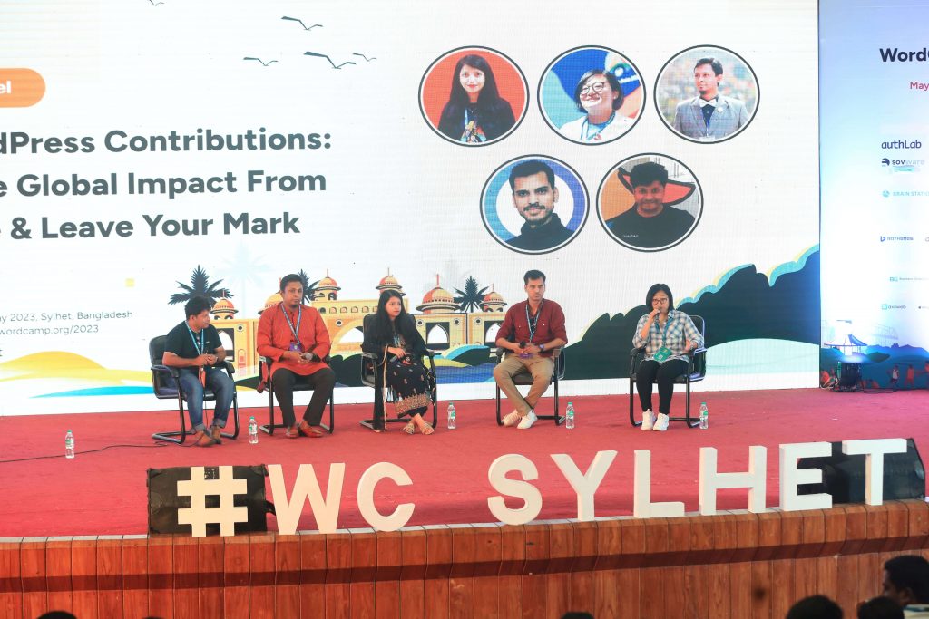 Ahmed Kabir Chaion on stage in a panel discussion at WordCamp Sylhet, Bangladesh