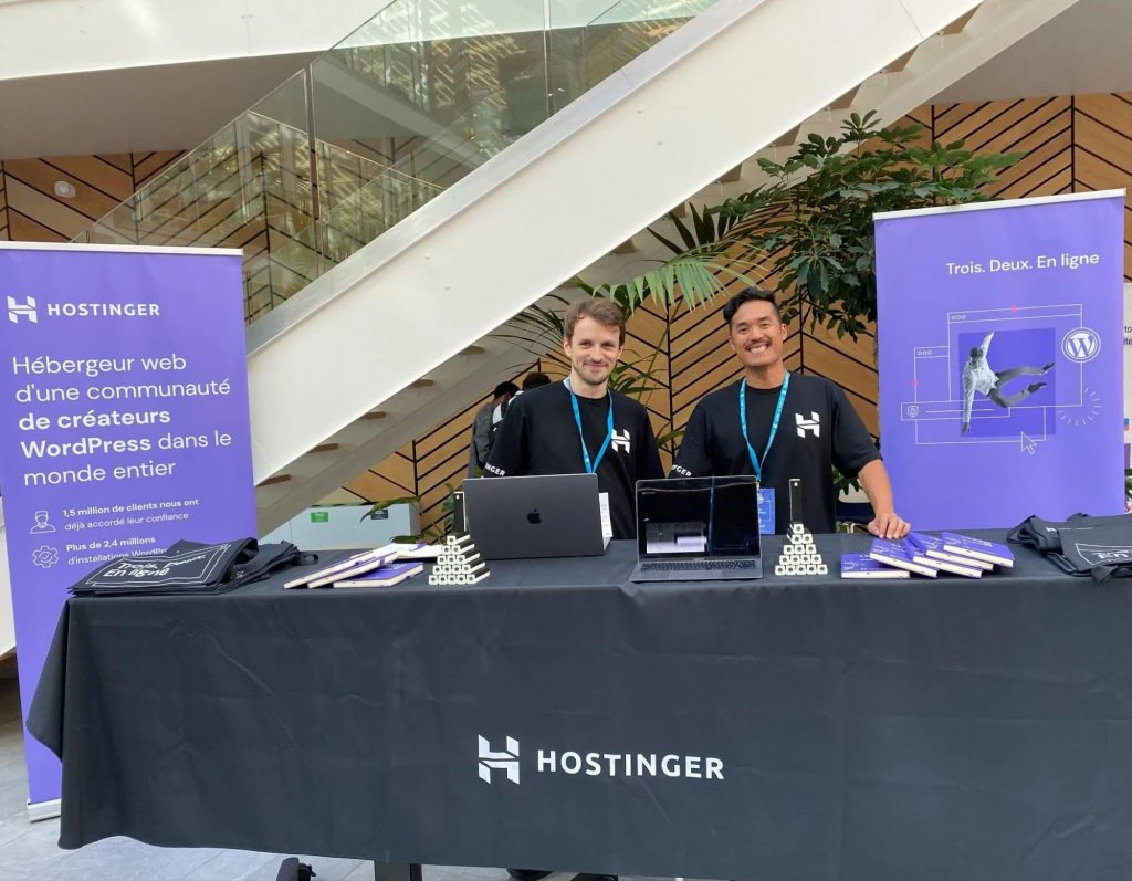 Hostinger booth at WordCamp Biarritz