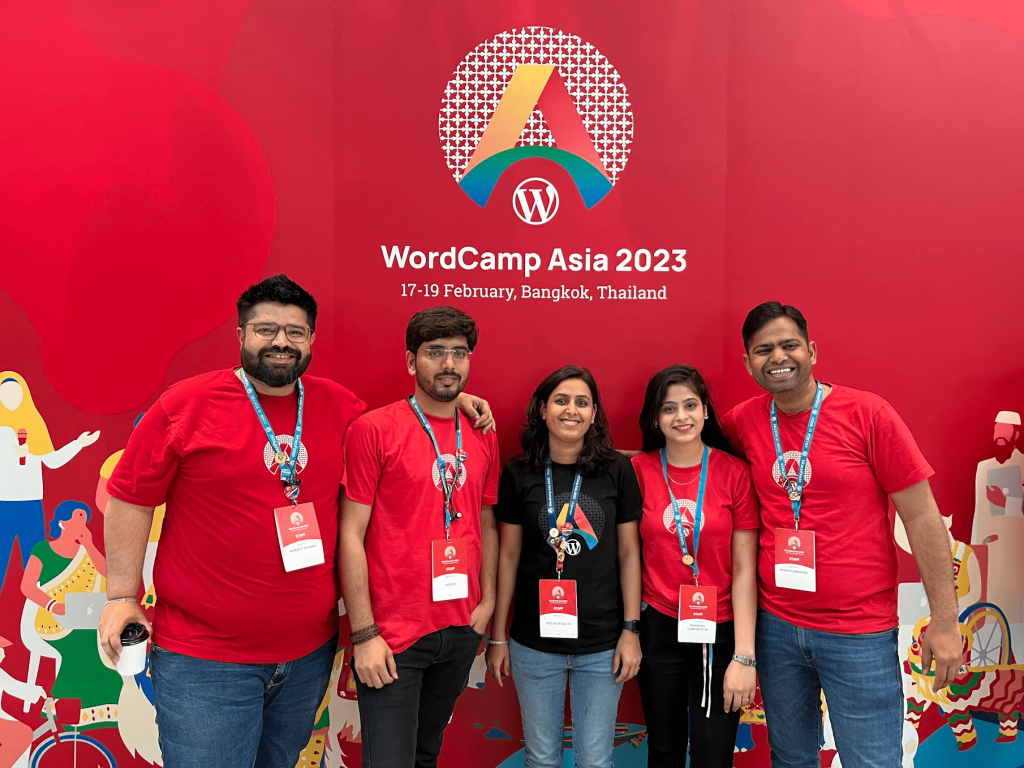 Pooja Derashri and her fellow WordCamp Asia 2023 Organizers