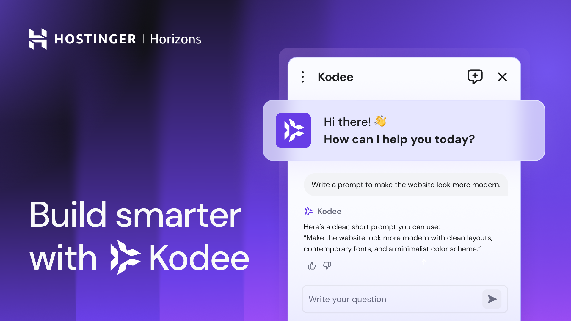 Let Kodee supercharge your progress with Hostinger Horizons Feature image