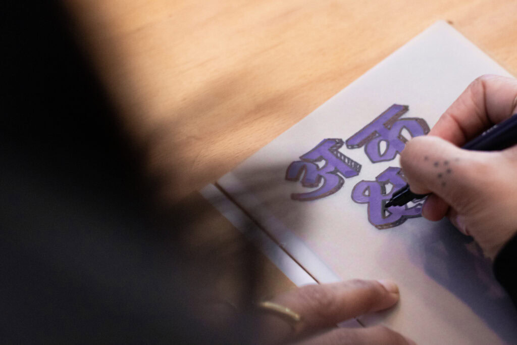 Kimya making an Indic typeface by hand