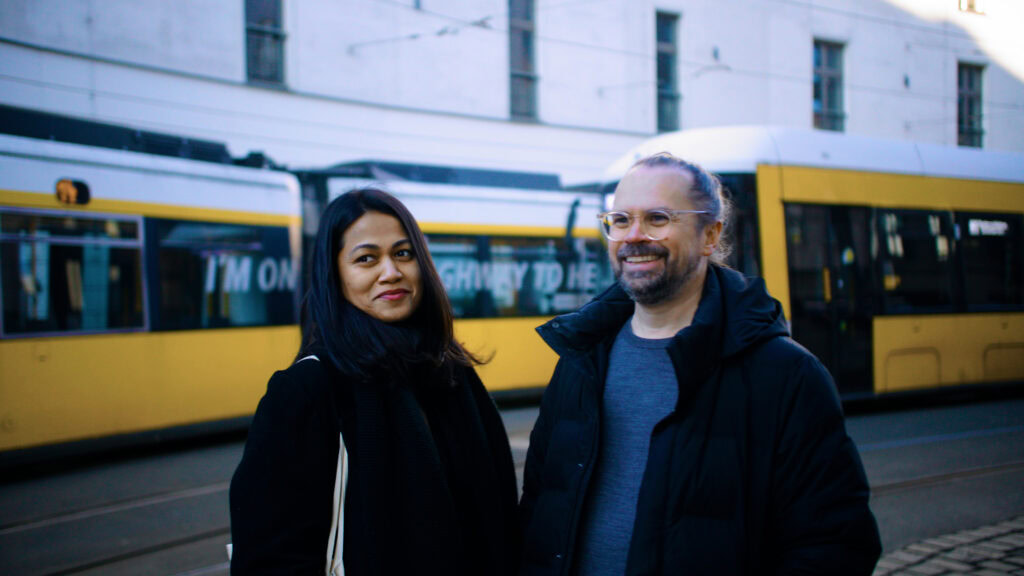 Rob and Kimya, the people behind Mota Italic, in Berlin