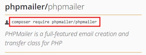 O comando composer para instalar o phpmailer na sua hospedagem