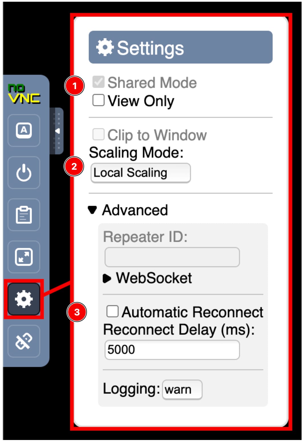 A guia Settings (Configurações) no Terminal do navegador